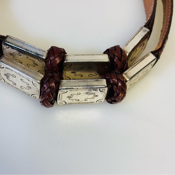 Brighton’s Women’s 90307 Silver Leather Croc Embossed Silver accent Belt medium - Picture 3 of 12